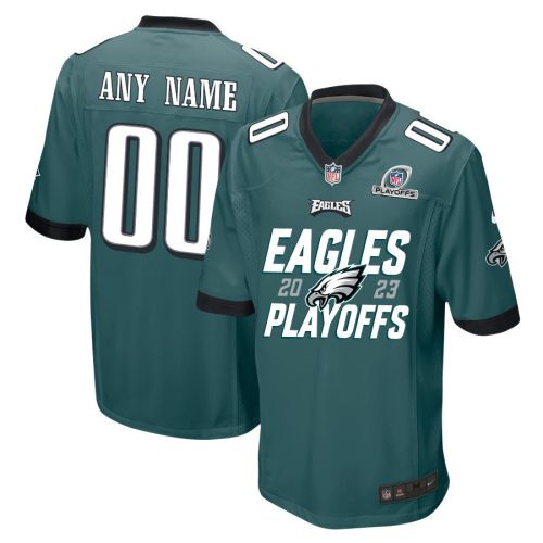 Philadelphia Eagles 2023 Playoffs Iconic Game Men Custom Jersey - Midnight Green