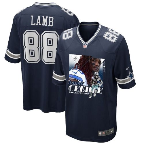 CeeDee Lamb 88 Dallas Cowboys Signed Glass Home Game Men Jersey - Navy