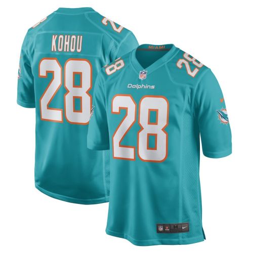 Kader Kohou 28 Miami Dolphins Men Game Jersey - Aqua