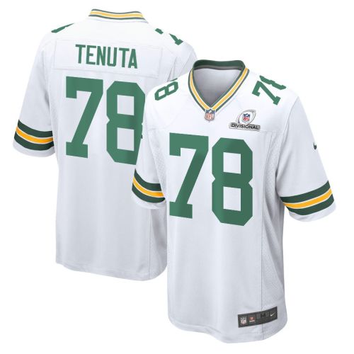 Luke Tenuta 78 Green Bay Packers 2024 Divisional Patch Game Men Jersey - White