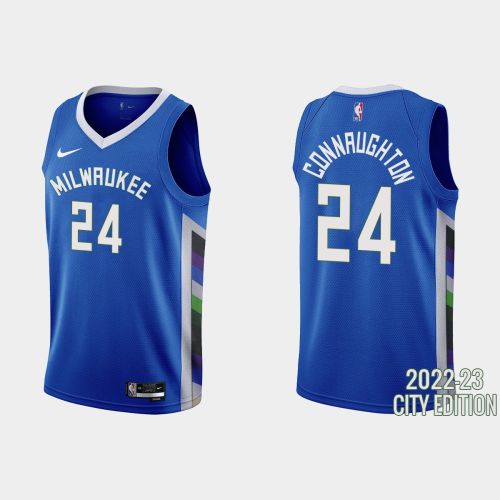 Milwaukee Bucks 24 Pat Connaughton 2022-23 City Edition Blue Men Jersey