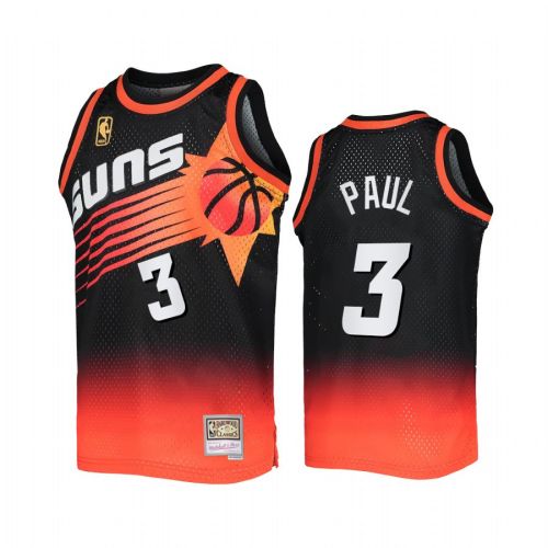 Phoenix Suns Chris Paul 3 Black Orange Fadeaway Men Jersey Mitchell Ness