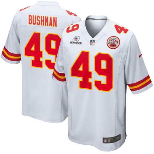 Matt Bushman 49 Kansas City Chiefs 2023 Playoffs Patch Game Men Jersey - White