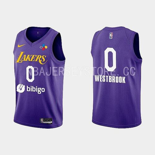 2022-23 Los Angeles Lakers Russell Westbrook Training Camp Purple Men Jersey