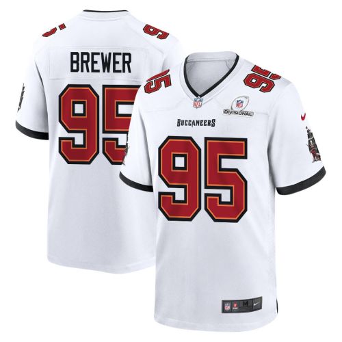 C.J. Brewer 95 Tampa Bay Buccaneers 2024 Divisional Patch Game Men Jersey - White