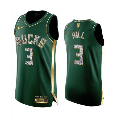 George Hill 3 Green Milwaukee Bucks 2022 NBA Playoffs Jersey Diamond Edition