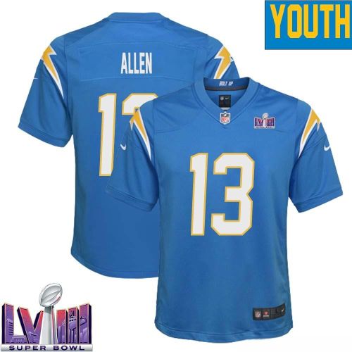 Keenan Allen 13 Los Angeles Chargers Super Bowl LVIII YOUTH Home Game Jersey - Powder Blue