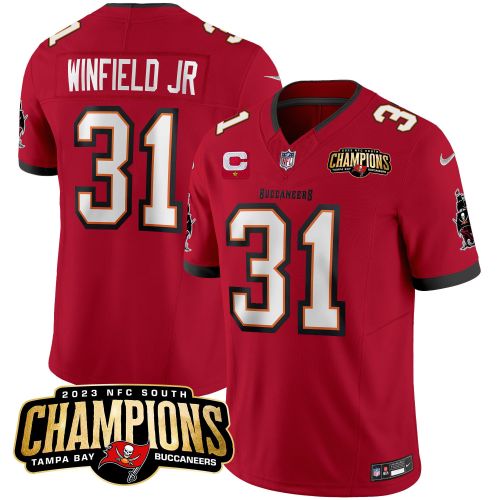 Antoine Winfield Jr. 31 Tampa Bay Buccaneers 2023 NFC South Champions Patch Game Men Jersey - Red