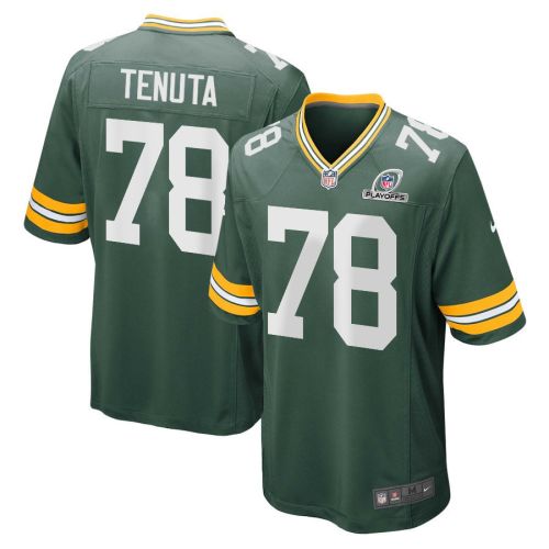 Luke Tenuta 78 Green Bay Packers 2023 Playoffs Patch Game Men Jersey - Green