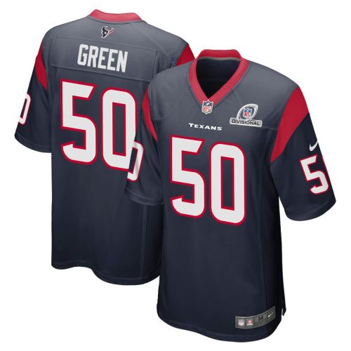 Kendrick Green 50 Houston Texans 2024 Divisional Patch Game Men Jersey - Navy