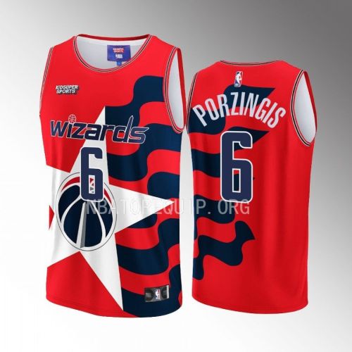 Kristaps Porzingis 6 Washington Wizards NBA & KidSuper Studios Unisex Hometown Jersey