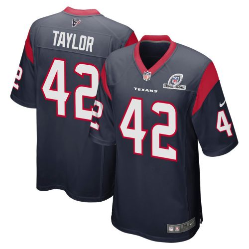 J.J. Taylor 42 Houston Texans 2024 Divisional Patch Game Men Jersey - Navy