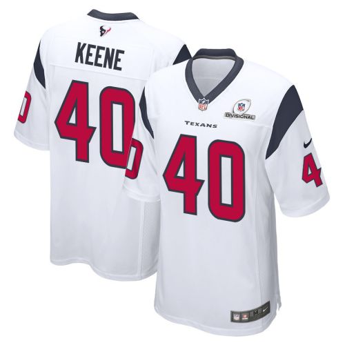 Dalton Keene 40 Houston Texans 2024 Divisional Patch Game Men Jersey - White