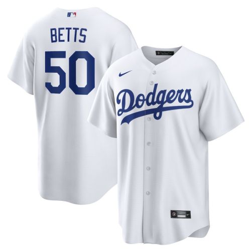 Mookie Betts 50 Los Angeles Dodgers Home Player Name Men Jersey - White Jersey