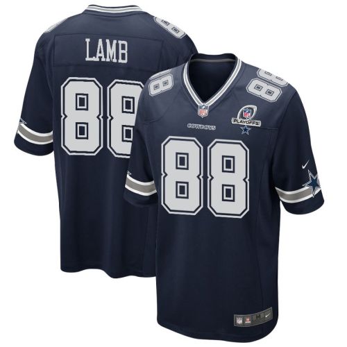 CeeDee Lamb 88 Dallas Cowboys 2023 Playoffs Patch Game Men Jersey - Navy