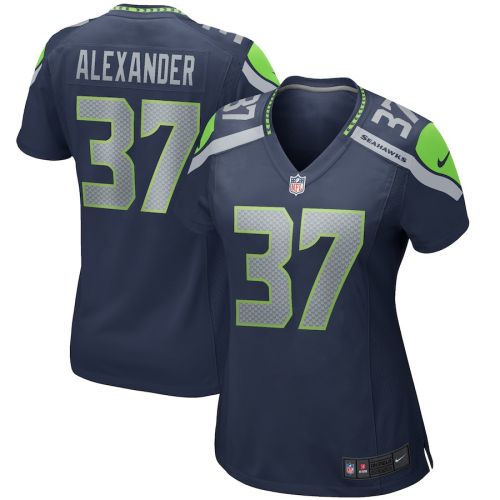 Shaun Alexander 37 Seattle Seahawks Women Game Retired Jersey - College Navy