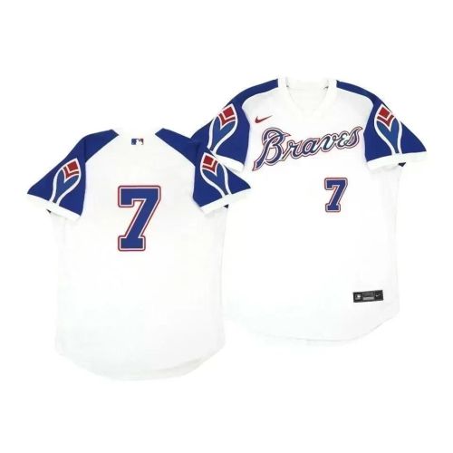 Atlanta Braves Dansby Swanson 7 Cooperstown White Throwback Home Jersey