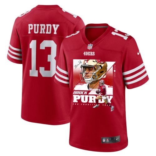 Brock Purdy 13 San Francisco 49ers Signed Glass Game Men Jersey - Scarlet