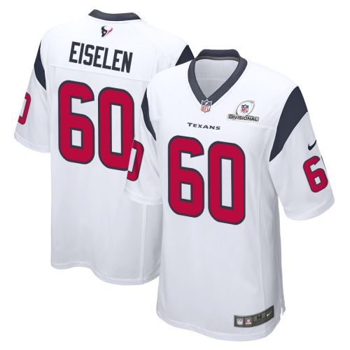 Dieter Eiselen 60 Houston Texans 2024 Divisional Patch Game Men Jersey - White