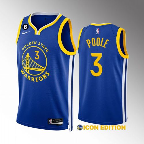 Golden State Warriors Jordan Poole 3 Icon Edition Royal Jersey 2022-23 Swingman