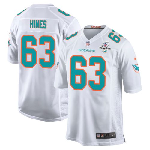 Chasen Hines 63 Miami Dolphins 2023 Playoffs Patch Game Men Jersey - White