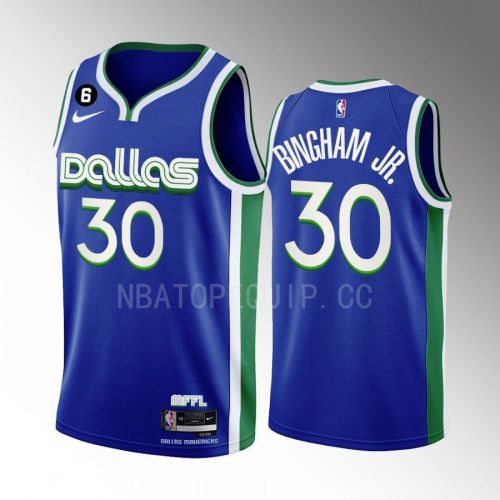 Dallas Mavericks Marcus Bingham Jr. 30 2022-23 City Edition Blue Men Jersey Swingman