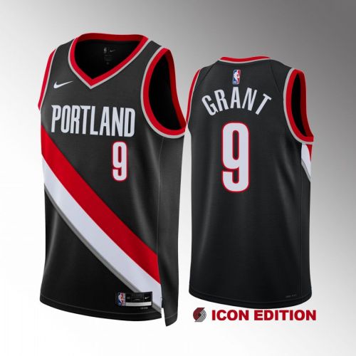 Jerami Grant 9 Portland Trail Blazers 2022-23 Icon Edition Black Jersey