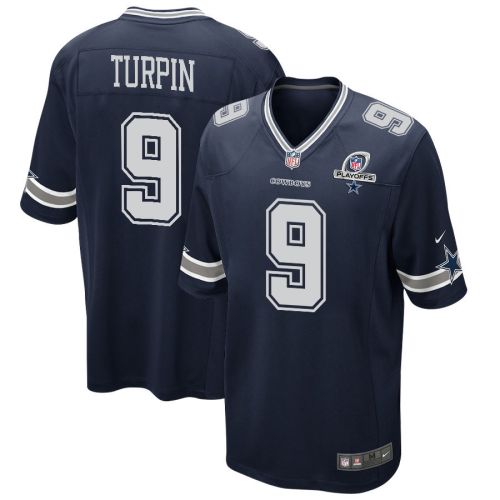 KaVontae Turpin 9 Dallas Cowboys 2023 Playoffs Patch Game Men Jersey - Navy