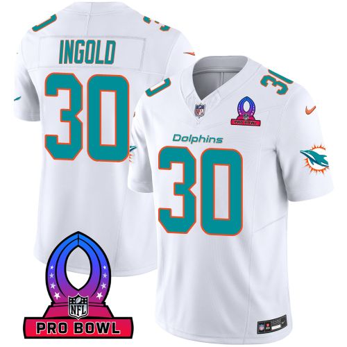 Alec Ingold 30 Miami Dolphins 2024 Pro Bowl Patch Game Men Jersey - White