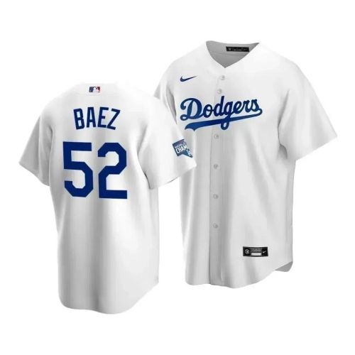 Men's Los Angeles Dodgers Pedro Baez 52 2020 World Series Champions White Home Jersey