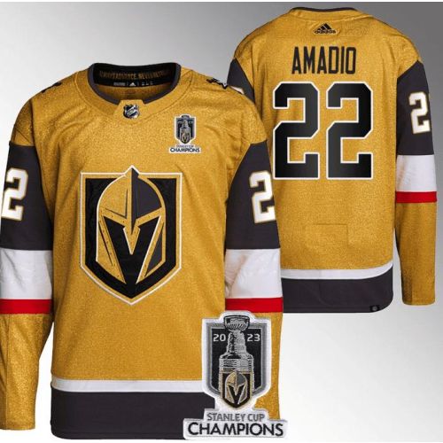 Michael Amadio 22 Vegas Golden Knights 2023 Stanley Cup Champions Patch Breakaway Home Jersey - Gold