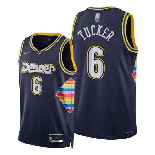 Rayjon Tucker 6 Denver Nuggets 2022 City Edition Navy Jersey 75th Diamond - Men Jersey