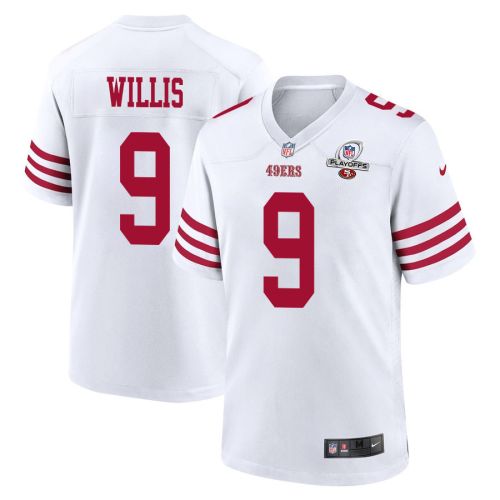 Brayden Willis 9 San Francisco 49ers 2023 Playoffs Patch Game Men Jersey - White