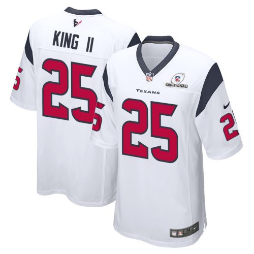 Desmond King II 25 Houston Texans 2024 Divisional Patch Game Men Jersey - White