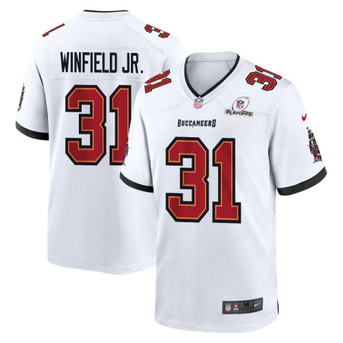 Antoine Winfield Jr. 31 Tampa Bay Buccaneers 2023 Playoffs Patch Game Men Jersey - White