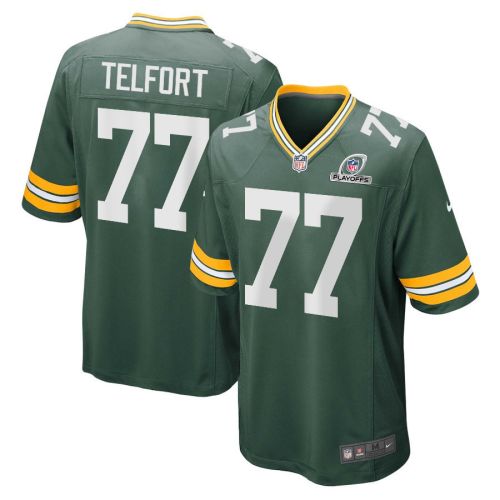 Kadeem Telfort 77 Green Bay Packers 2023 Playoffs Patch Game Men Jersey - Green