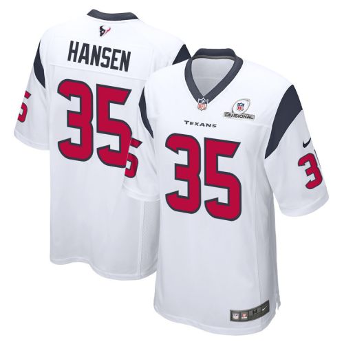 Jake Hansen 35 Houston Texans 2024 Divisional Patch Game Men Jersey - White