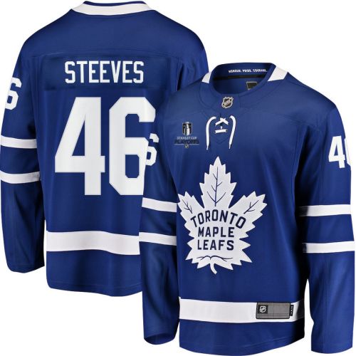 Alex Steeves 46 Toronto Maple Leafs Stanley Cup 2023 Playoffs Patch Home Breakaway Men Jersey - Blue