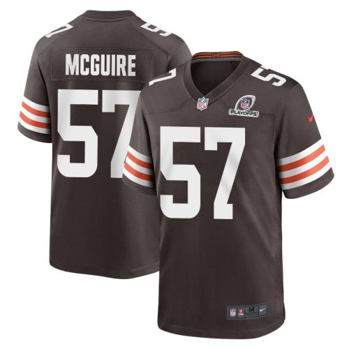 Isaiah McGuire 57 Cleveland Browns 2023 Playoffs Patch Game Men Jersey - Brown