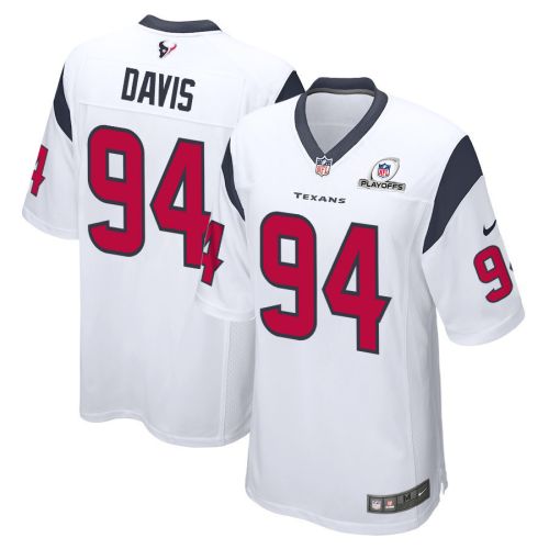 Khalil Davis 94 Houston Texans 2023 Playoffs Patch Game Men Jersey - White