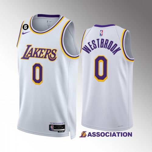 Los Angeles Lakers 2022-23 Russell Westbrook 0 Association Edition White Jersey NO.6 Patch