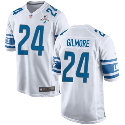 Steven Gilmore 24 Detroit Lions 2023 Playoffs Patch Game Men Jersey - White