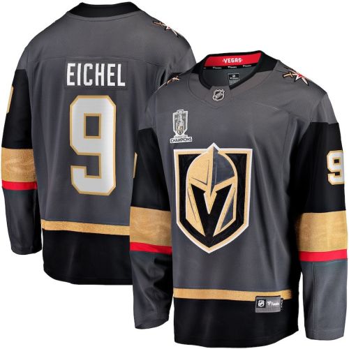 Jack Eichel 9 Vegas Golden Knights 2023 Stanley Cup Champions Patch Alternate Breakaway Jersey - Black