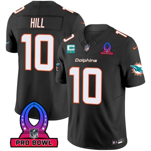 Tyreek Hill 10 Miami Dolphins 2024 Pro Bowl Patch Game Men Jersey - Black