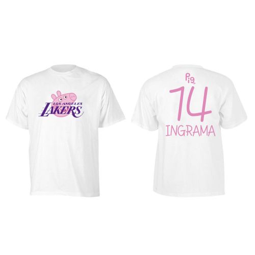 Ingrama 14 Los Angeles Lakers Pig Print T-Shirt - White