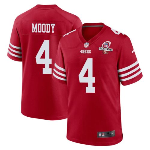 Jake Moody 4 San Francisco 49ers 2023 Playoffs Patch Game Men Jersey - Scarlet