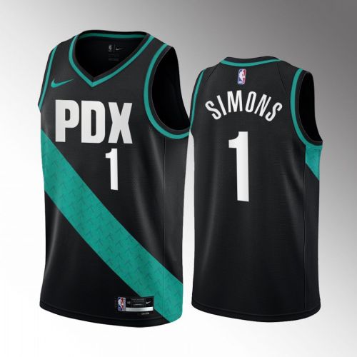 Anfernee Simons 1 2022-23 Portland Trail Blazers Black City Edition Men Jersey PDX Logo