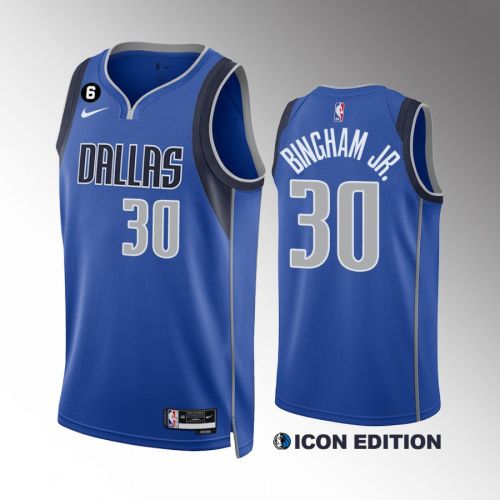 Dallas Mavericks Marcus Bingham Jr. 30 Royal Icon Edition Jersey 2022-23 Swingman