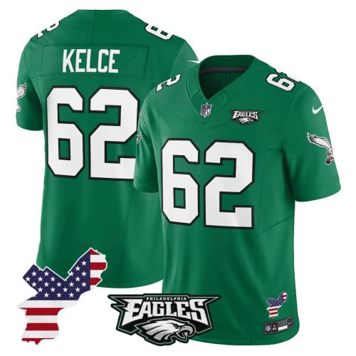 Jason Kelce 62 Philadelphia Eagles Philadelphia Patch Alternate Game Men Jersey - Kelly Green