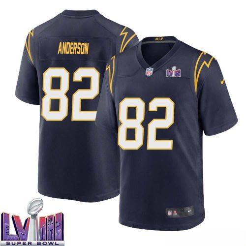 Stephen Anderson 82 Los Angeles Chargers Super Bowl LVIII Men Alternate Game Jersey - Navy